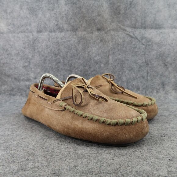 Woolrich Shoes Men 7.5 Slipper Loafer Leather Moccasin Comfort Casual Flannel XS - Picture 1 of 14